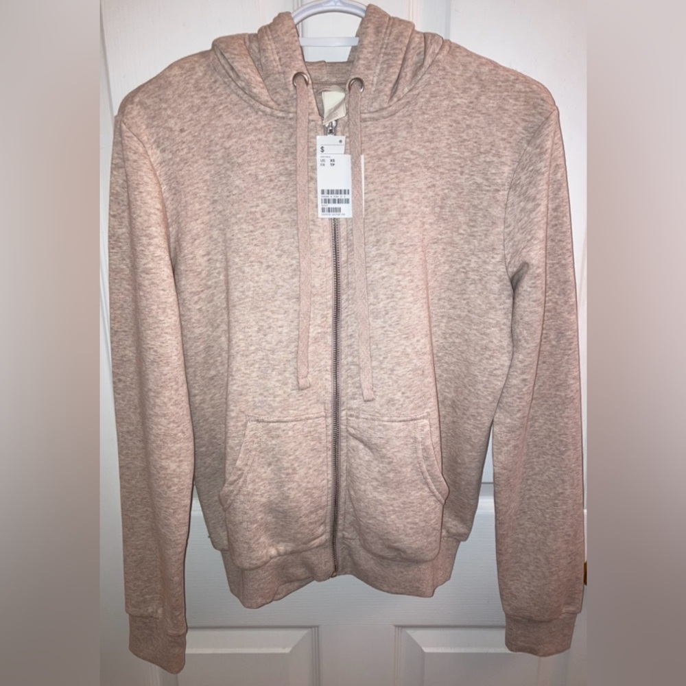 NEW Pink basic zip up hoodie, H & M, extra small, xs